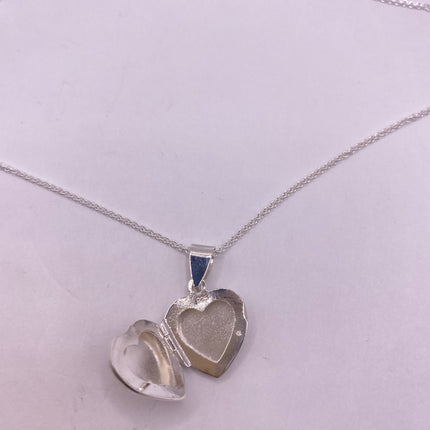 Vintage Silver Locket | Tiny Silver Heart Pendant Photo Memory Charm | 925 Sterling Silver Chain Necklace Holds Small Photo or Memory