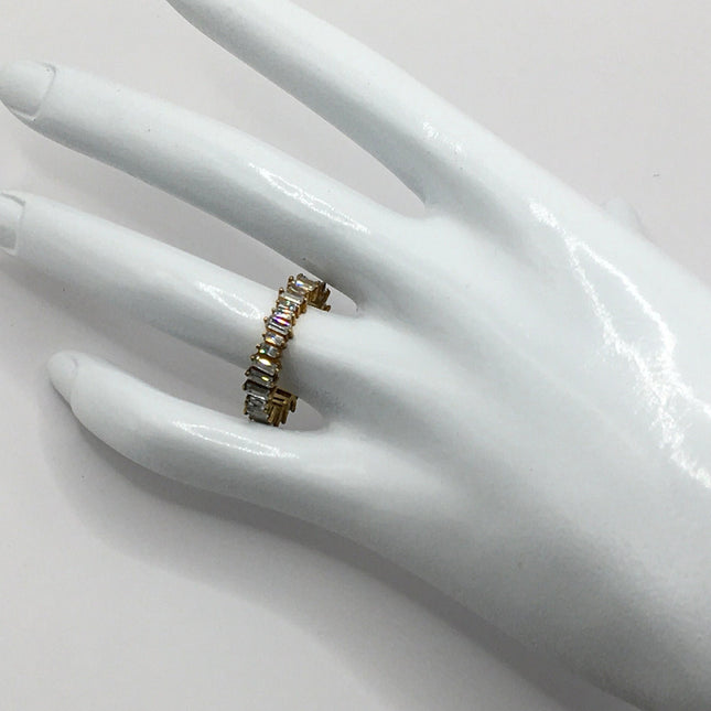 Vintage Crystal Stacking Eternity Promise Ring Wedding Band 925 Sterling Silver