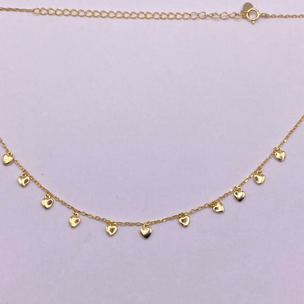 Tiny Gold Necklace | Mini Heart Love Charm | Golden 925 Sterling Silver Dainty Chain Necklace | Stacking Everyday Minimalist Prom Jewelry