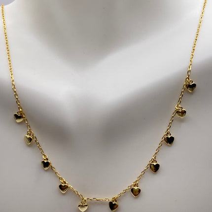 Tiny Gold Necklace | Mini Heart Love Charm | Golden 925 Sterling Silver Dainty Chain Necklace | Stacking Everyday Minimalist Prom Jewelry