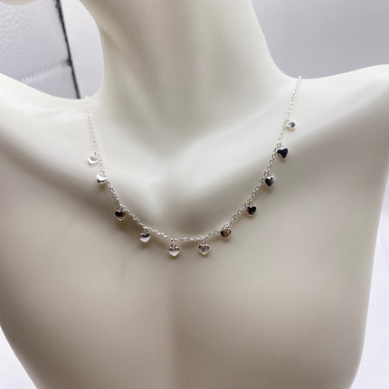 Tiny Silver Charm Necklace | Dainty Heart 925 Sterling Silver Chain Necklace