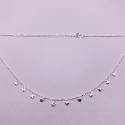Tiny Silver Charm Necklace | Dainty Heart 925 Sterling Silver Chain Necklace