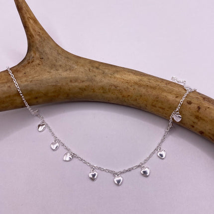 Tiny Silver Charm Necklace | Dainty Heart 925 Sterling Silver Chain Necklace