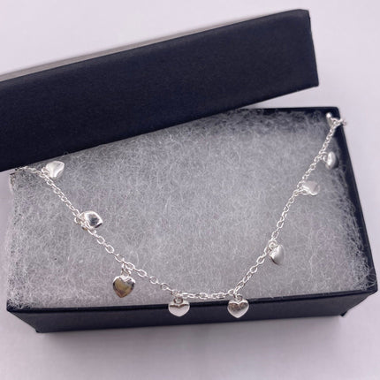 Tiny Silver Charm Necklace | Dainty Heart 925 Sterling Silver Chain Necklace