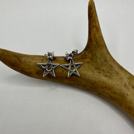 Vintage Silver Earrings | Star Dangle Deco Minimalist 925 Sterling Silver Earrings