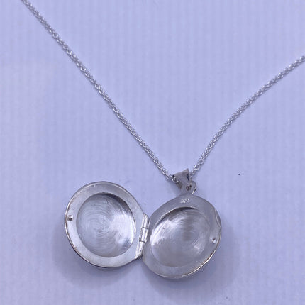 Vintage Silver Locket | Tiny Oval Photo Locket Pendant Photo Memory Charm | 925 Sterling Silver Chain Necklace Holds Small Photo or Memory