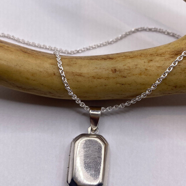 Vintage Silver Locket | Tiny Oval Photo Locket Pendant Photo Memory Charm | 925 Sterling Silver Chain Necklace Holds Small Photo or Memory