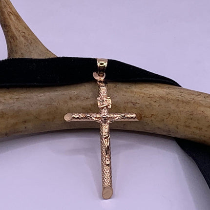 Vintage Gold Pendant | Cross Crucifix Statement Charm Pendant | Golden 925 Sterling Silver Velvet Choker Necklace