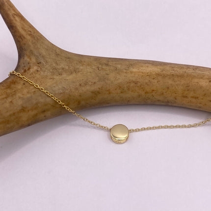 Vintage Minimalist Gold Disk Circle Tiny Chain Necklace