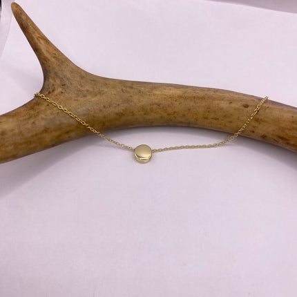 Vintage Minimalist Gold Disk Circle Tiny Chain Necklace
