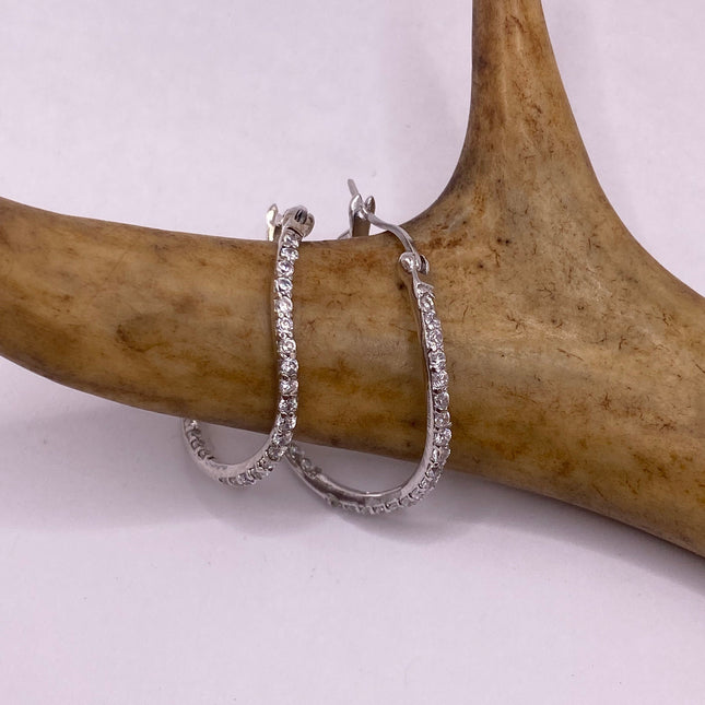 Vintage Silver Earrings - 925 Sterling Silver Tiny Hoop Loop
