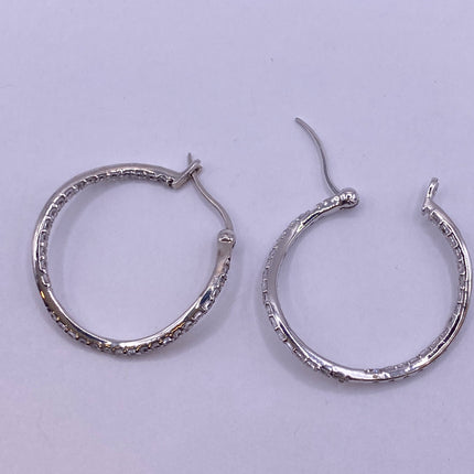 Vintage Silver Earrings - 925 Sterling Silver Tiny Hoop Loop