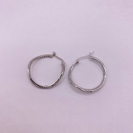 Vintage Silver Earrings - 925 Sterling Silver Tiny Hoop Loop