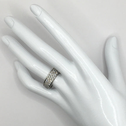 Vintage Crystal Stacking Eternity Promise Ring Wedding Band - 925 Sterling Silver