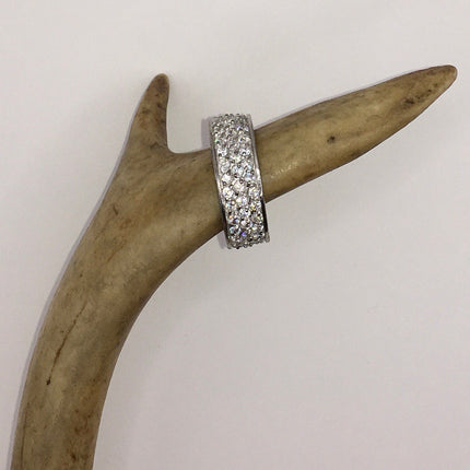 Vintage Crystal Stacking Eternity Promise Ring Wedding Band - 925 Sterling Silver
