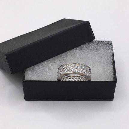 Vintage Crystal Stacking Eternity Promise Ring Wedding Band - 925 Sterling Silver