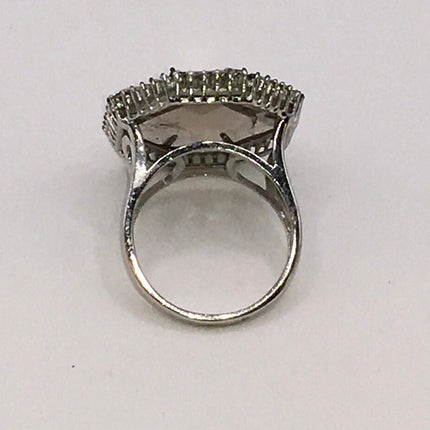 Vintage Smoky Topaz Cocktail Ring 925 Sterling Silver