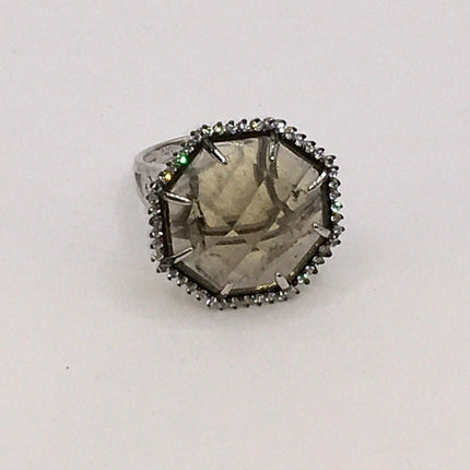Vintage Smoky Topaz Cocktail Ring 925 Sterling Silver