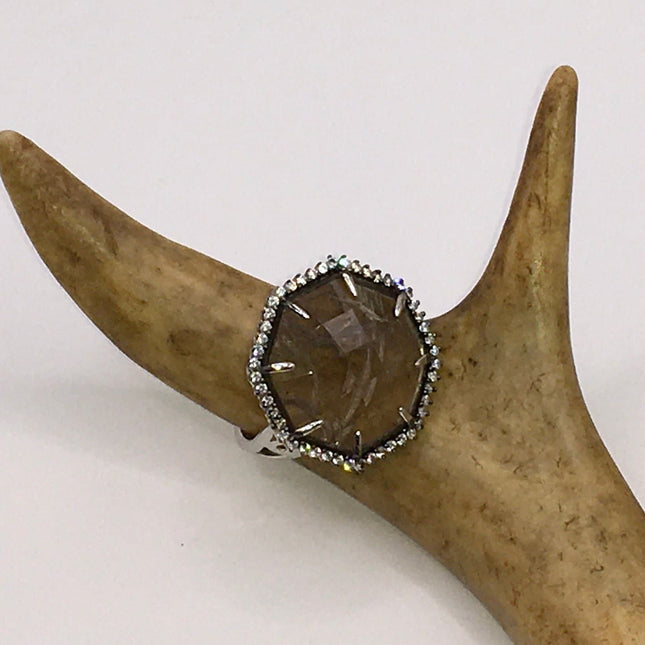 Vintage Smoky Topaz Cocktail Ring 925 Sterling Silver