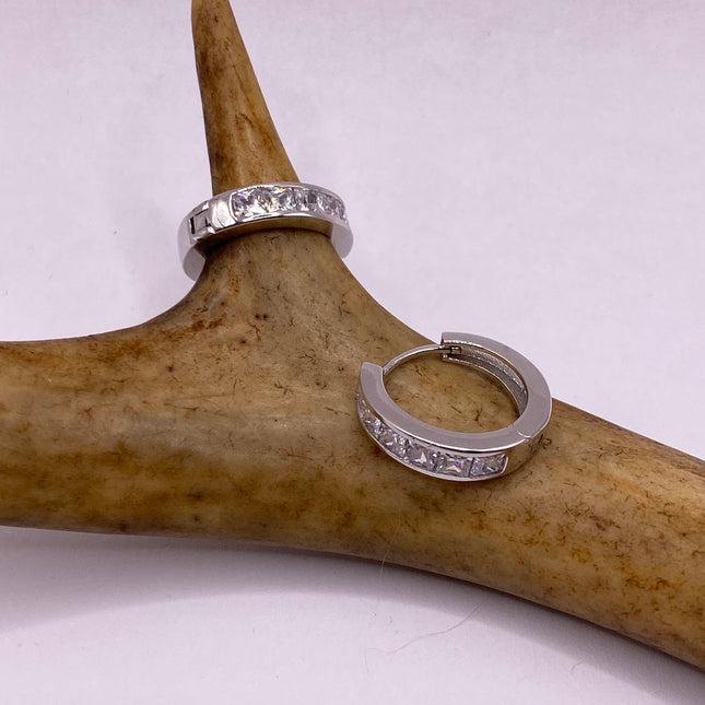 Vintage Silver Earrings | Minimalist Deco 925 Sterling Silver Hoop Earrings