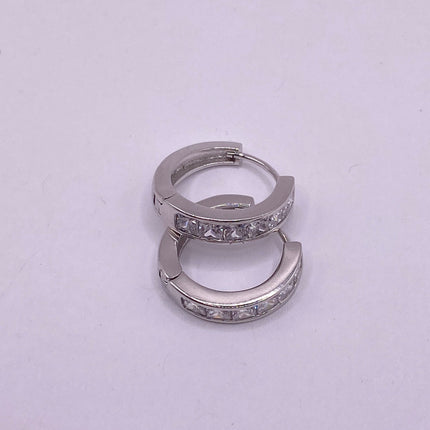Vintage Silver Earrings | Minimalist Deco 925 Sterling Silver Hoop Earrings
