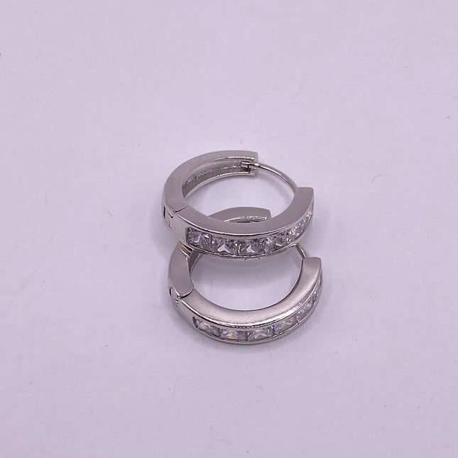 Vintage Silver Earrings | Minimalist Deco 925 Sterling Silver Hoop Earrings