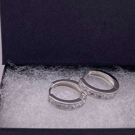 Vintage Silver Earrings | Minimalist Deco 925 Sterling Silver Hoop Earrings