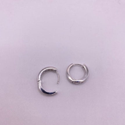 Vintage Silver Earrings | Minimalist Deco 925 Sterling Silver Hoop Earrings