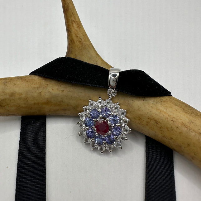 Vintage Blue Tanzanite Velvet Choker Necklace 925 Sterling Silver