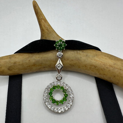 Vintage Green Chrome Diopside Choker 925 Sterling Silver Necklace