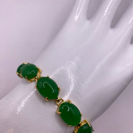 Vintage Green Aventurine Jade Lucky Bracelet - Golden Bronze