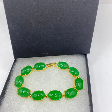 Vintage Green Aventurine Jade Lucky Bracelet - Golden Bronze