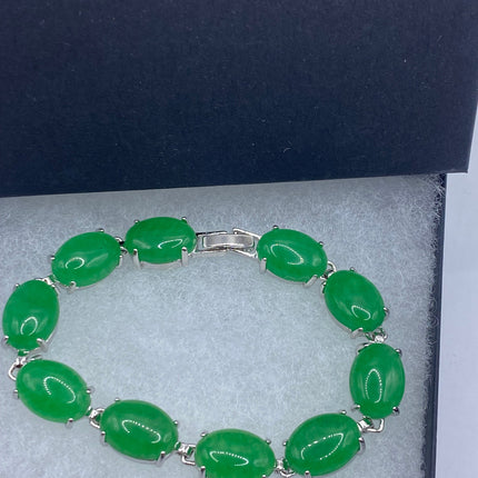 Vintage Green Aventurine Jade Lucky Bracelet - Silver Bronze