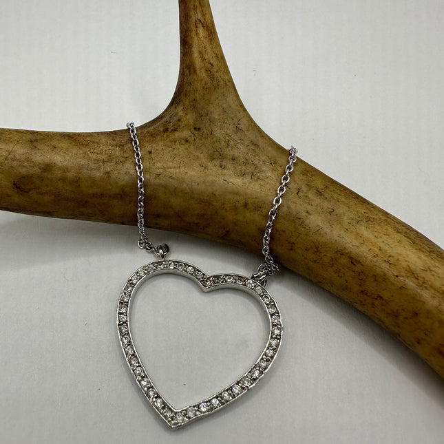 Vintage Love Heart Eternity 925 Sterling Silver chain Necklace