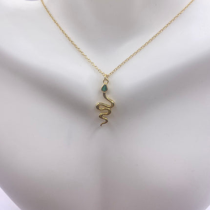 Vintage Gold Charm Necklace | Tiny Serpent Pendant Charm | Delicate Golden 925 Sterling Silver Chain Necklace | Minimalist Snake Jewelry
