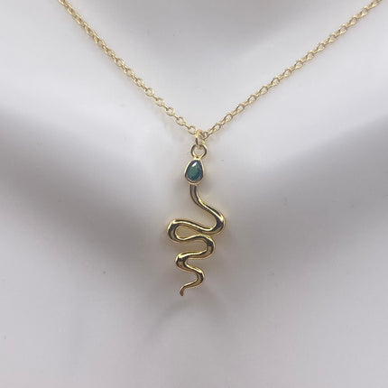 Vintage Gold Charm Necklace | Tiny Serpent Pendant Charm | Delicate Golden 925 Sterling Silver Chain Necklace | Minimalist Snake Jewelry