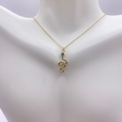 Vintage Gold Charm Necklace | Tiny Serpent Pendant Charm | Delicate Golden 925 Sterling Silver Chain Necklace | Minimalist Snake Jewelry