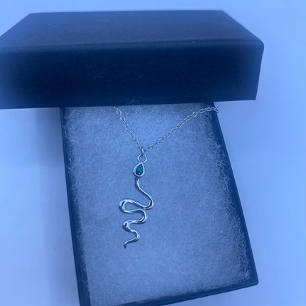 Vintage Tiny Silver Snake Pendant on Delicate 925 Sterling Silver Necklace