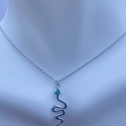 Vintage Tiny Silver Snake Pendant on Delicate 925 Sterling Silver Necklace