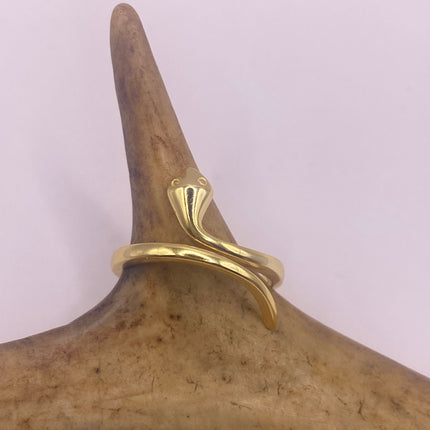 Vintage Tiny Gold Snake Ring | Golden 925 Sterling Silver Wedding Band Serpent Ring - Unique Gift Statement Cocktail Ring