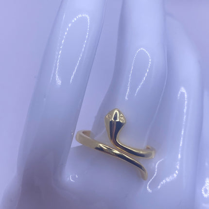 Vintage Tiny Gold Snake Ring | Golden 925 Sterling Silver Wedding Band Serpent Ring - Unique Gift Statement Cocktail Ring