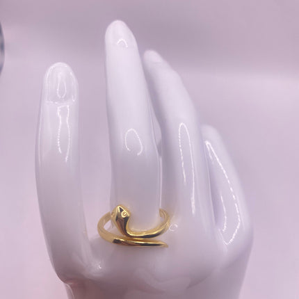 Vintage Tiny Gold Snake Ring | Golden 925 Sterling Silver Wedding Band Serpent Ring - Unique Gift Statement Cocktail Ring