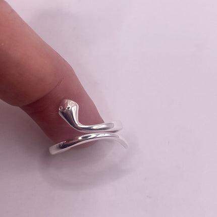 Vintage Tiny Silver Snake Ring | Serpent Wedding Cocktail Ring | 925 Sterling Silver - Unique Treasure - Free US Shipping!