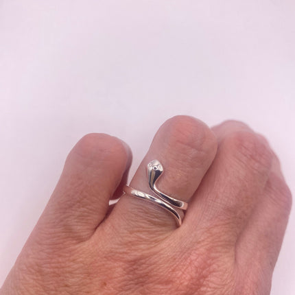 Vintage Tiny Silver Snake Ring | Serpent Wedding Cocktail Ring | 925 Sterling Silver - Unique Treasure - Free US Shipping!