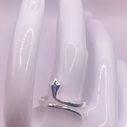 Vintage Tiny Silver Snake Ring | Serpent Wedding Cocktail Ring | 925 Sterling Silver - Unique Treasure - Free US Shipping!
