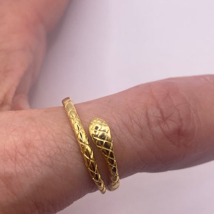 Vintage Tiny Gold Snake Ring | Gold 925 Sterling Silver | Unique Serpent Ring | Wedding Thumb Band - Free US Shipping!