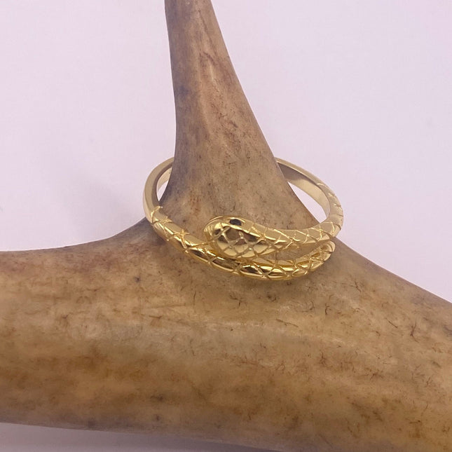Vintage Tiny Gold Snake Ring | Gold 925 Sterling Silver | Unique Serpent Ring | Wedding Thumb Band - Free US Shipping!