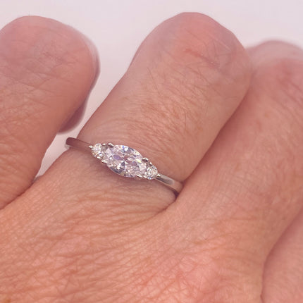 Vintage Silver Ring | Tiny Clear Crystal Simple Stacking Promise Wedding | 925 Sterling Silver Band Wedding Prom Everyday Jewelry