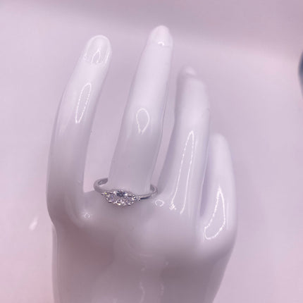 Vintage Silver Ring | Tiny Clear Crystal Simple Stacking Promise Wedding | 925 Sterling Silver Band Wedding Prom Everyday Jewelry