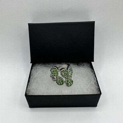 Vintage Green Chrome Diopside Ring Band 925 Sterling Silver